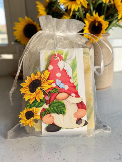Lemongrass Gnome with Sunflowers